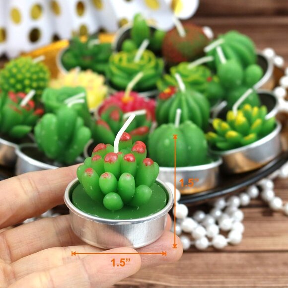 Scented Succulent Cactus Tealight Candles, 6pk NIP - Picture 11 of 13